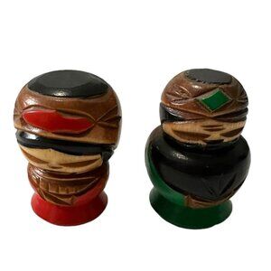 VINTAGE A Pair of Japanese Ainu Kokeshi Doll,‎ Wood Curved.